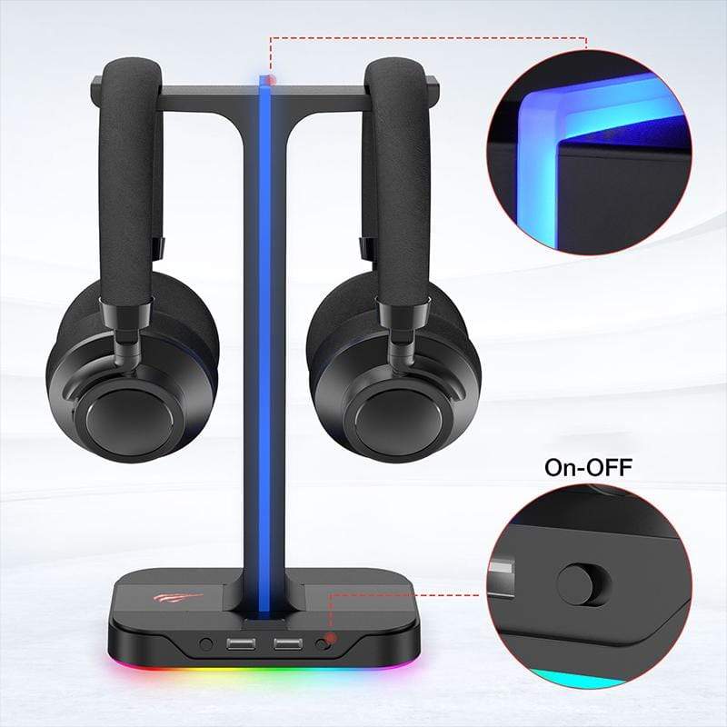 Suporte para Headset RGB com 2 portas USB