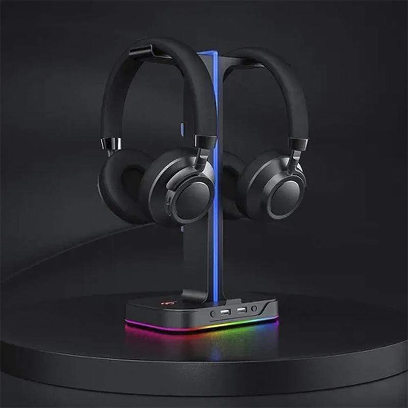 Suporte para Headset RGB com 2 portas USB