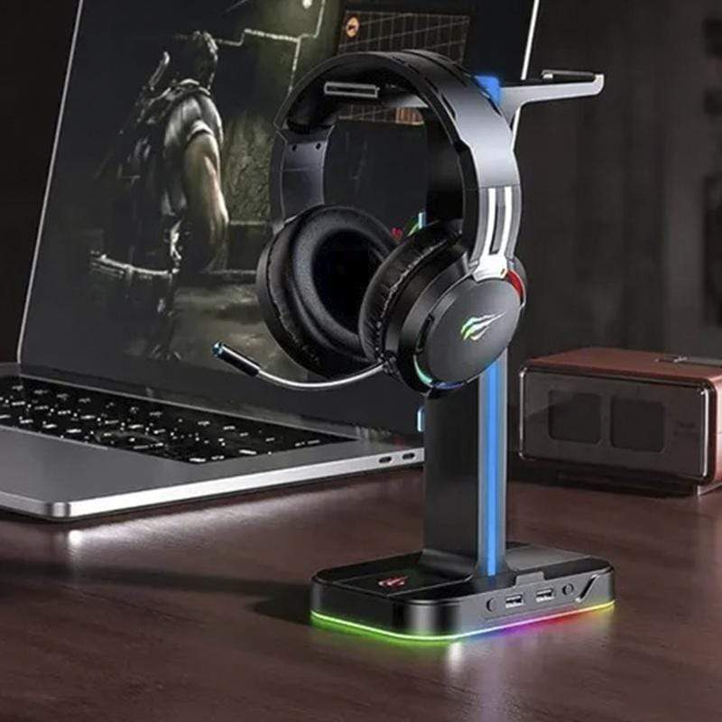 Suporte para Headset RGB com 2 portas USB